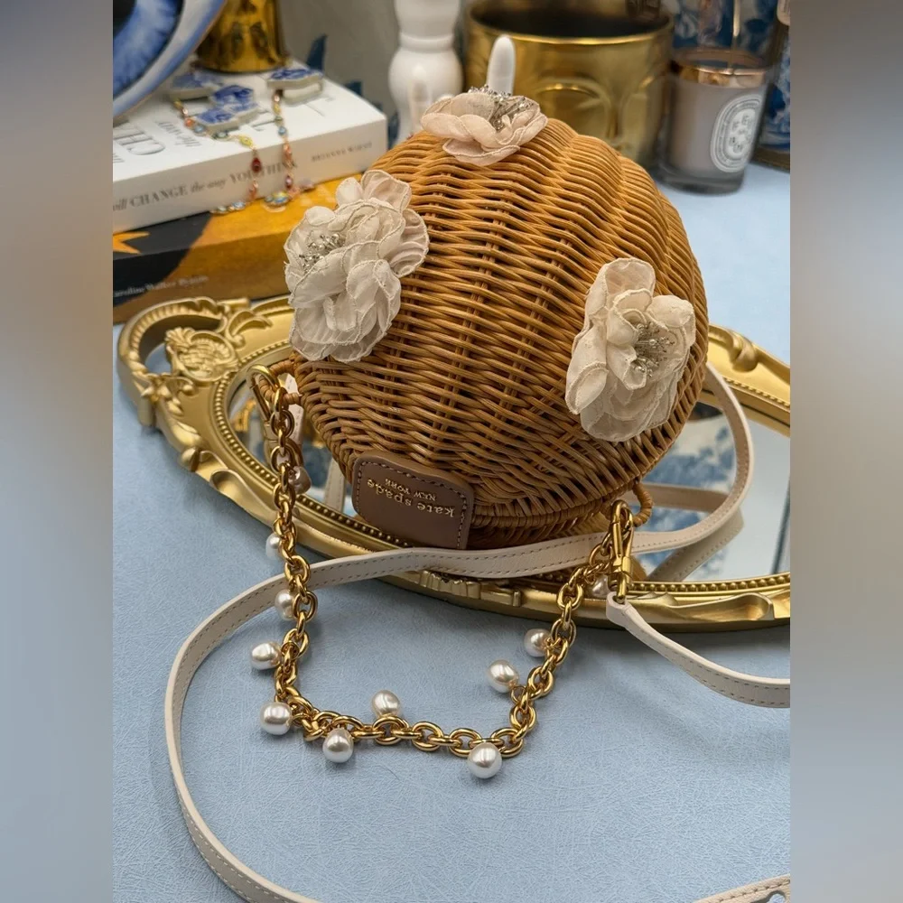 🆕 KATE SPADE NEW YORK 🧿 NWOT Bridal Wicker Bouquet Lantern Crossbody *SAMPLE*